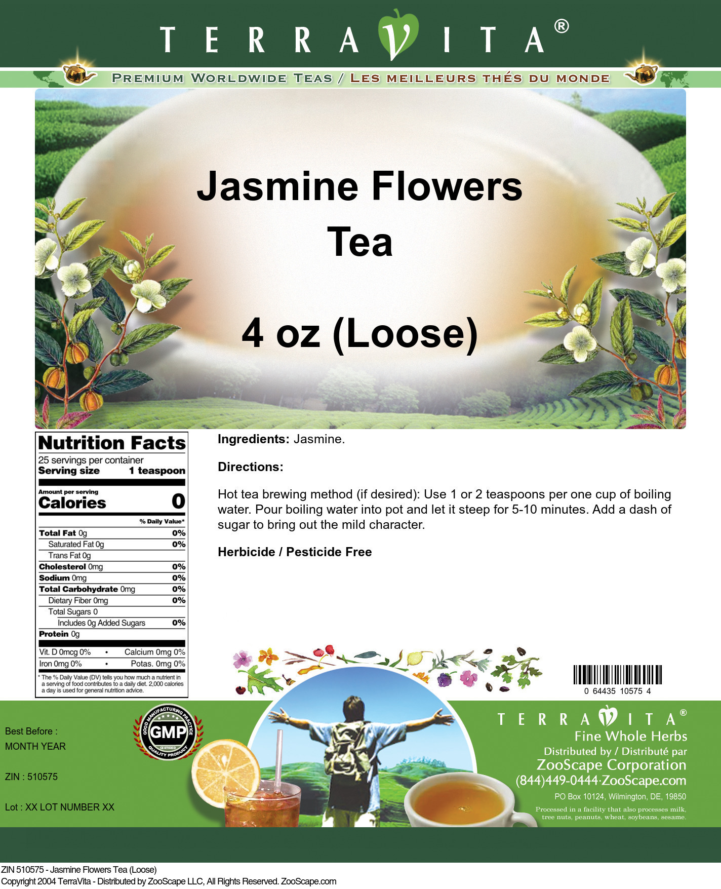Jasmine Flowers Tea (Loose) - Label
