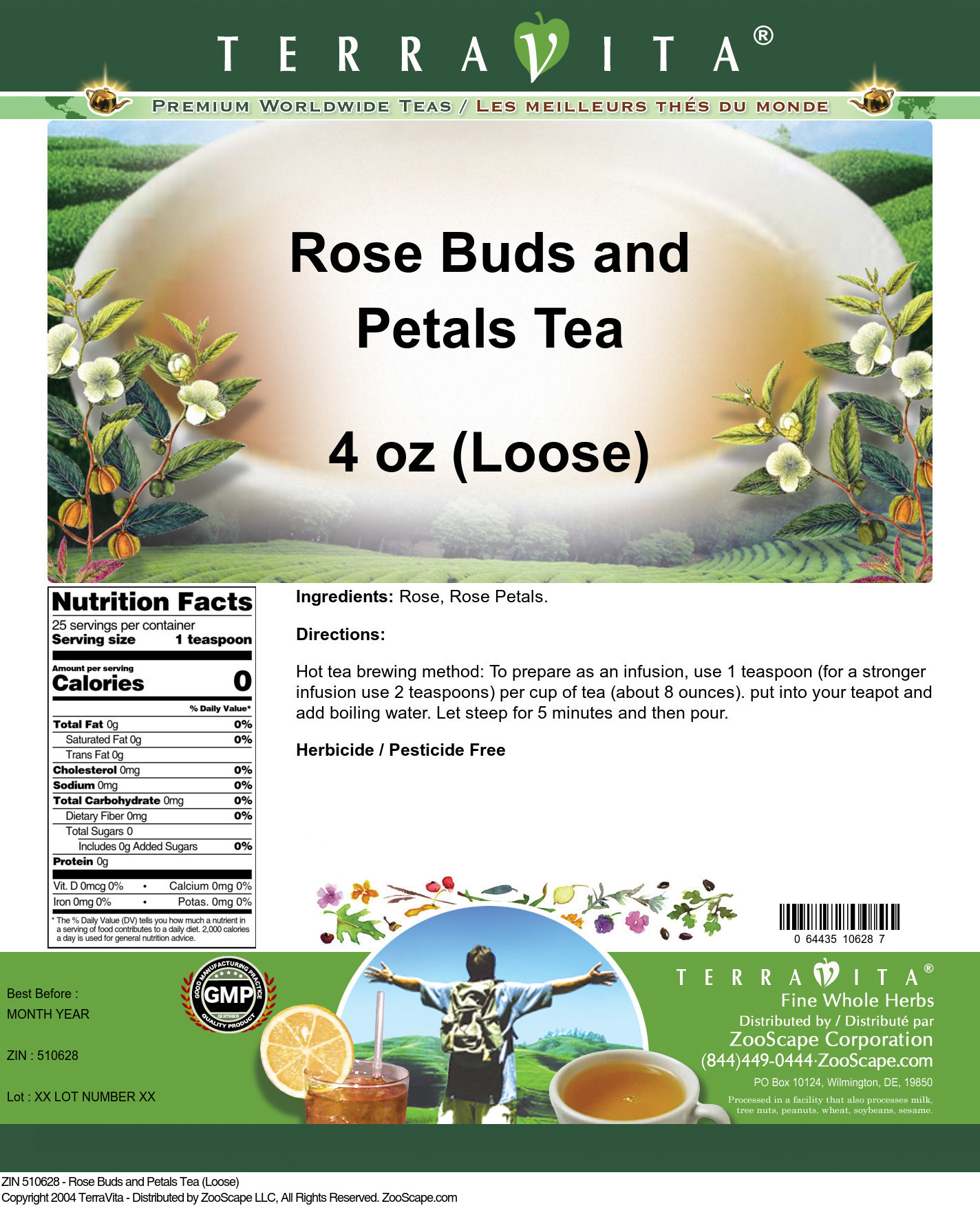 Rose Buds and Petals Tea (Loose) - Label