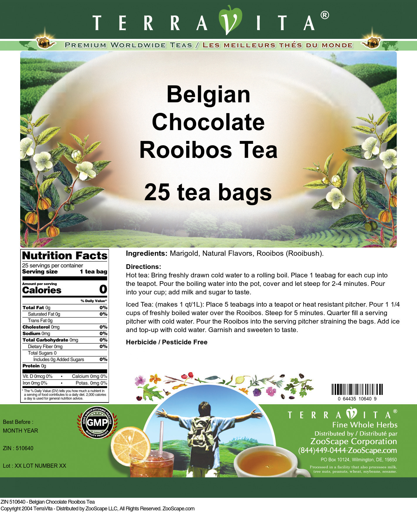 Belgian Chocolate Rooibos Tea - Label