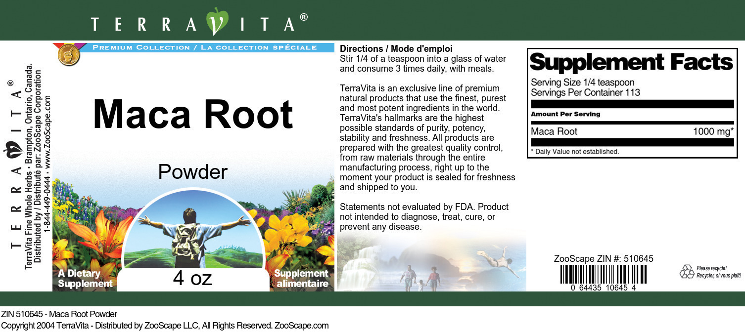 Maca Root Powder - Label