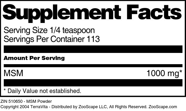 MSM Powder - Supplement / Nutrition Facts