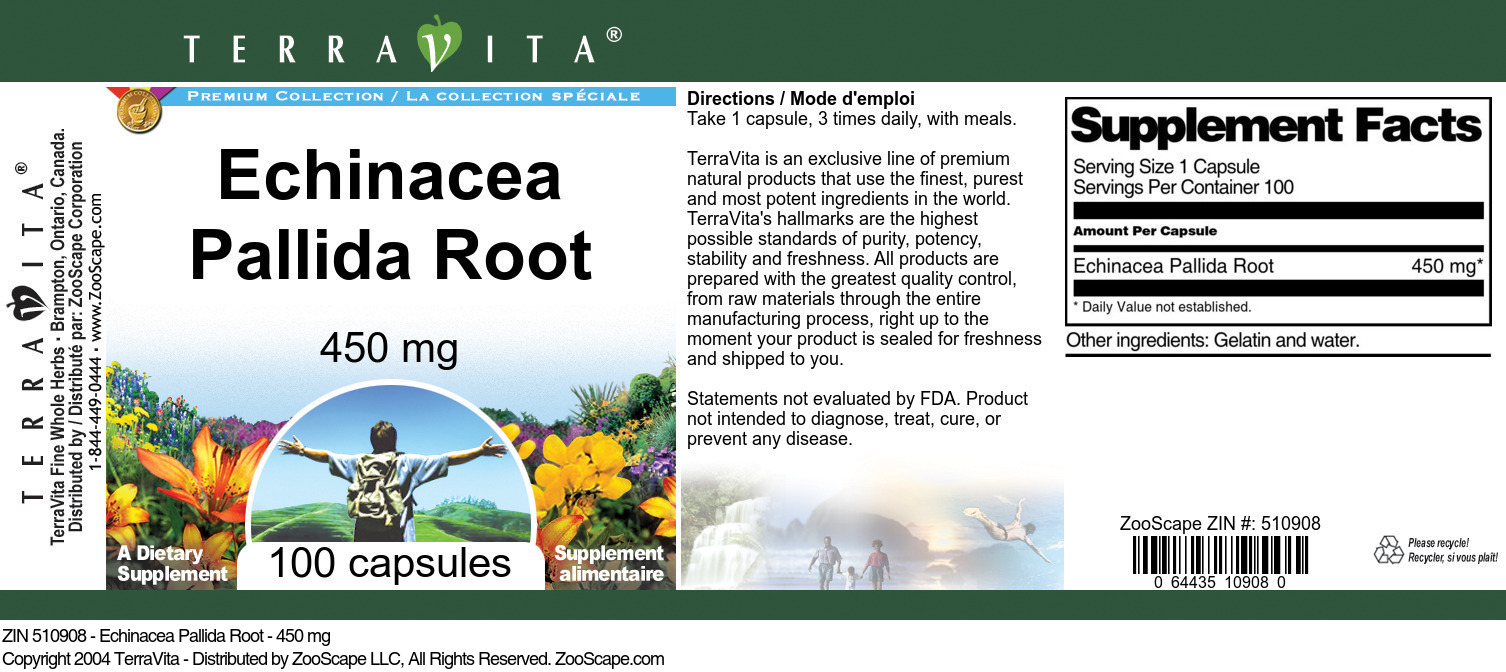 Echinacea Pallida Root - 450 mg - Label