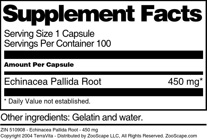 Echinacea Pallida Root - 450 mg - Supplement / Nutrition Facts