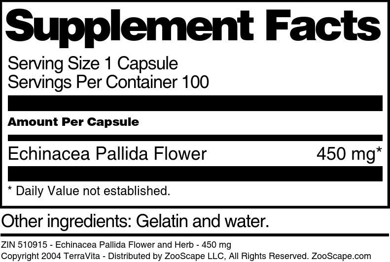 Echinacea Pallida Flower and Herb - 450 mg - Supplement / Nutrition Facts