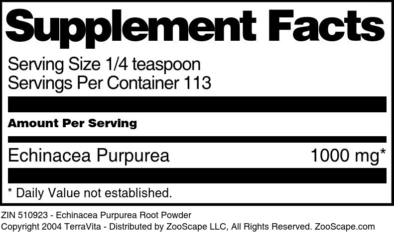 Echinacea Purpurea Root Powder - Supplement / Nutrition Facts