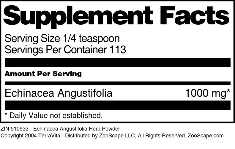 Echinacea Angustifolia Herb Powder - Supplement / Nutrition Facts