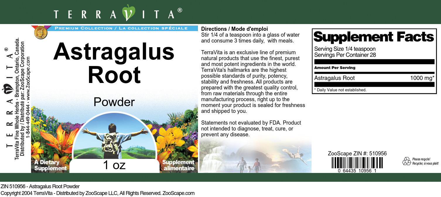 Astragalus Root Powder - Label