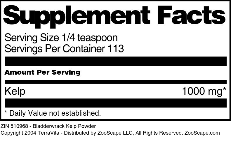 Bladderwrack Kelp Powder - Supplement / Nutrition Facts
