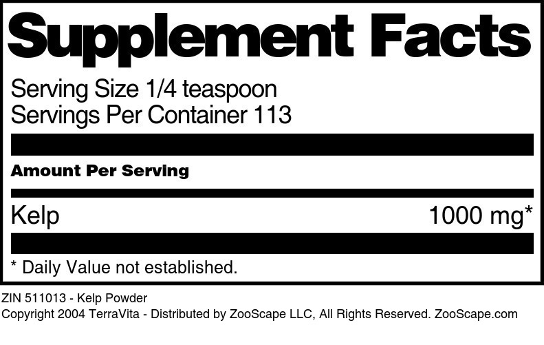 Kelp Powder - Supplement / Nutrition Facts