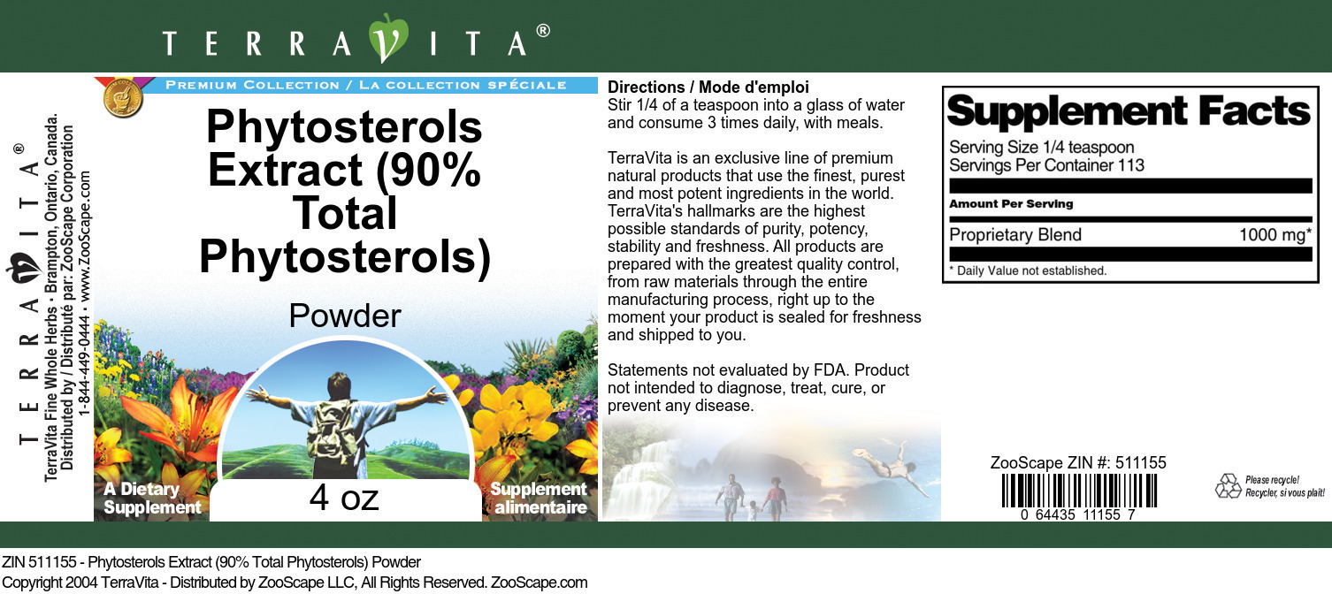 Phytosterols Extract (90% Total Phytosterols) Powder - Label