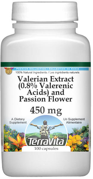 Valerian Extract (0.8% Valerenic Acids) and Passion Flower - 450 mg