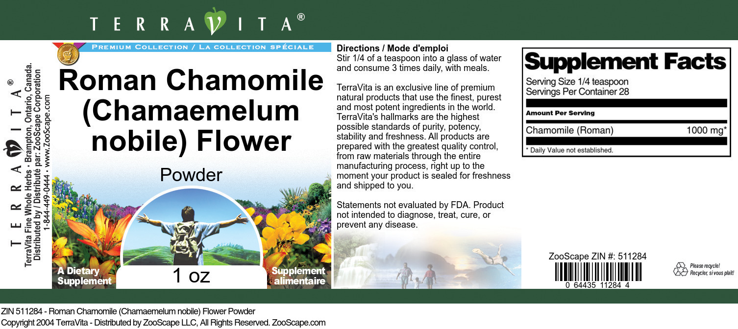 Roman Chamomile (Chamaemelum nobile) Flower Powder - Label
