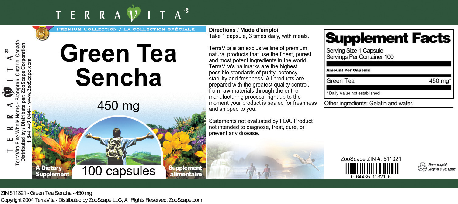 Green Tea Sencha - 450 mg - Label