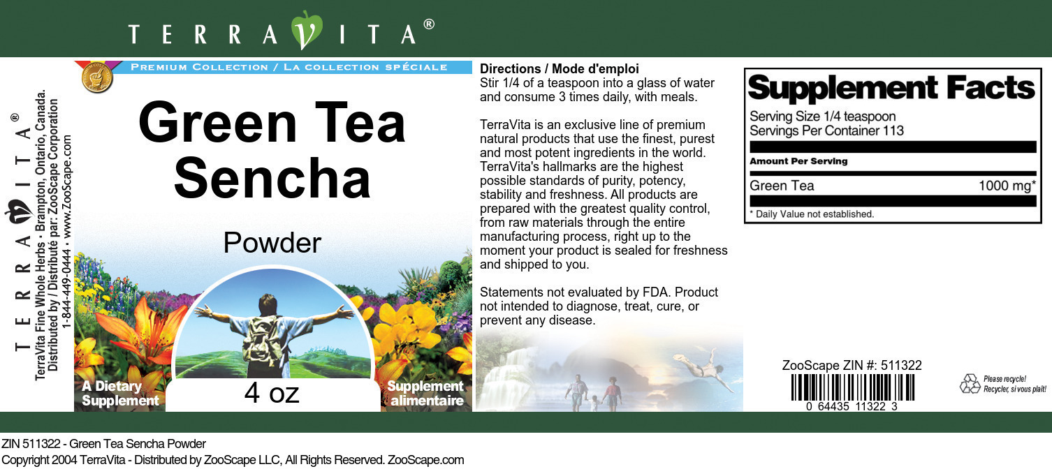 Green Tea Sencha Powder - Label
