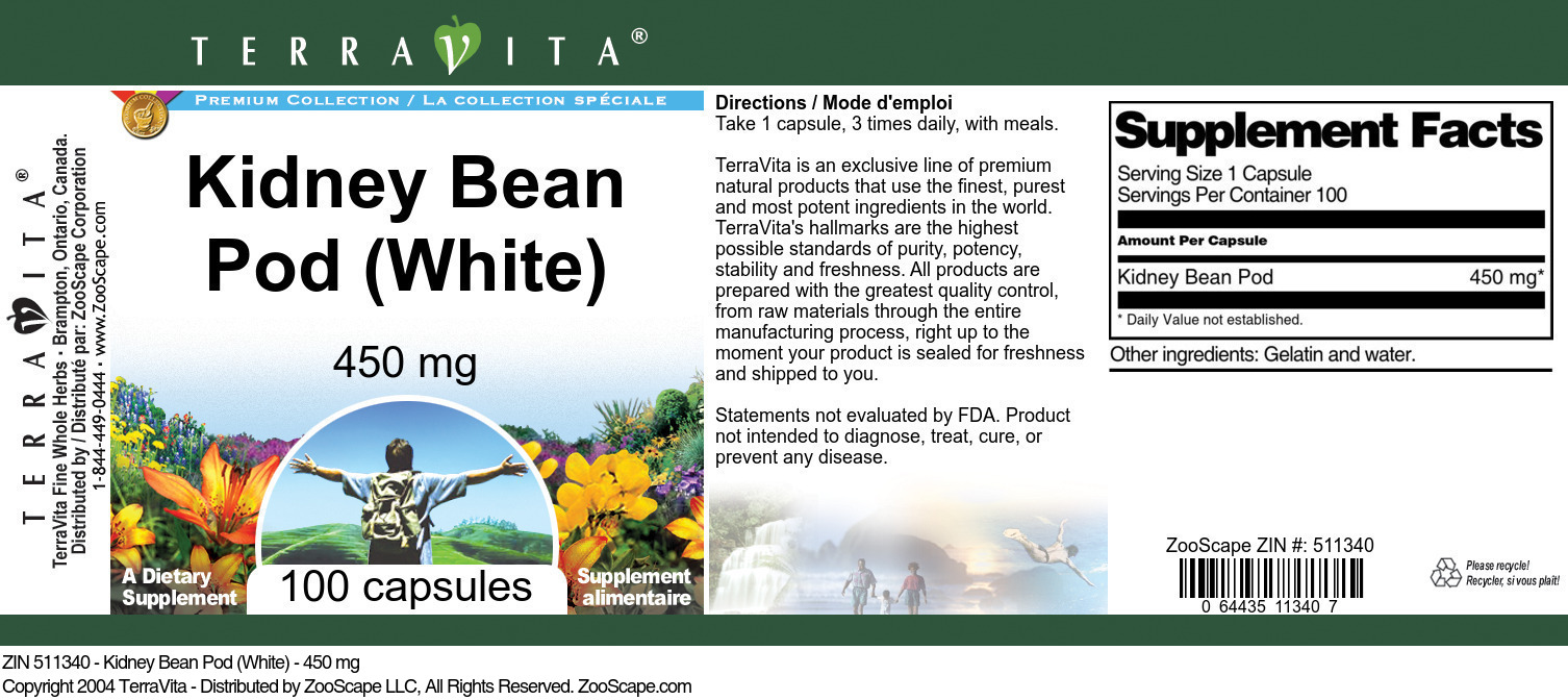 Kidney Bean Pod (White) - 450 mg - Label
