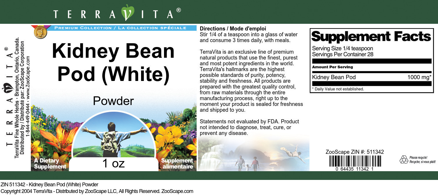 Kidney Bean Pod (White) Powder - Label