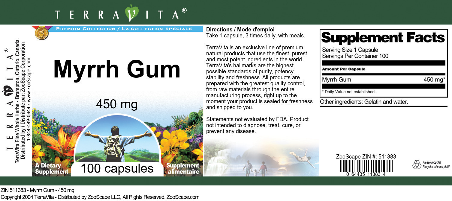 Myrrh Gum - 450 mg - Label