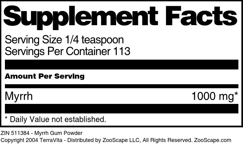 Myrrh Gum Powder - Supplement / Nutrition Facts