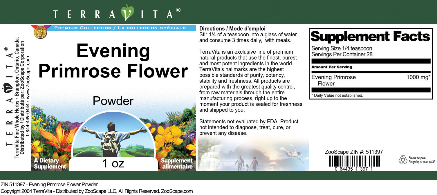 Evening Primrose Flower Powder - Label