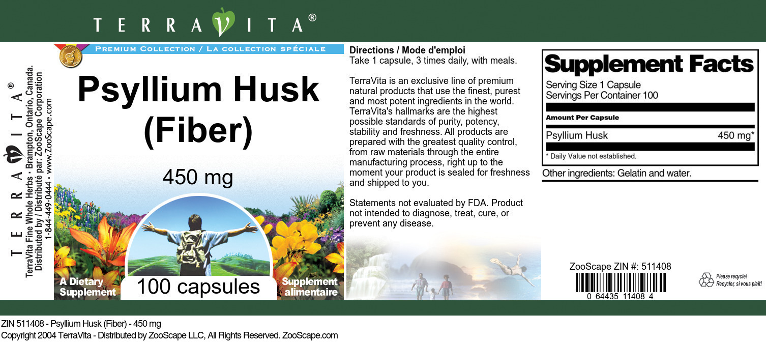 Psyllium Husk (Fiber) - 450 mg - Label