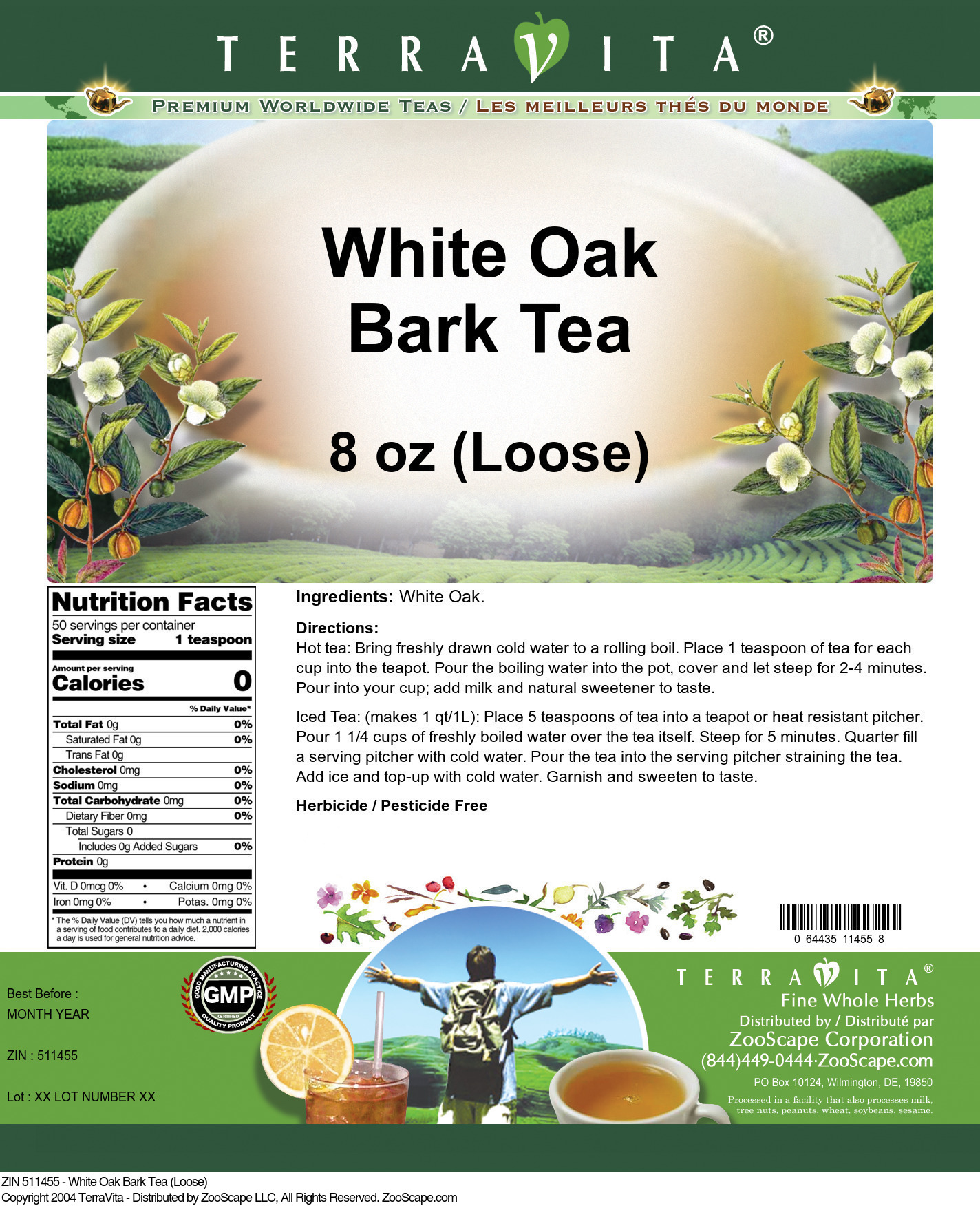 White Oak Bark Tea (Loose) - Label