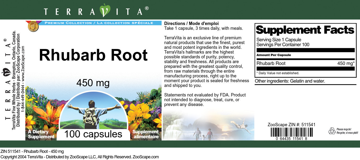 Rhubarb Root - 450 mg - Label