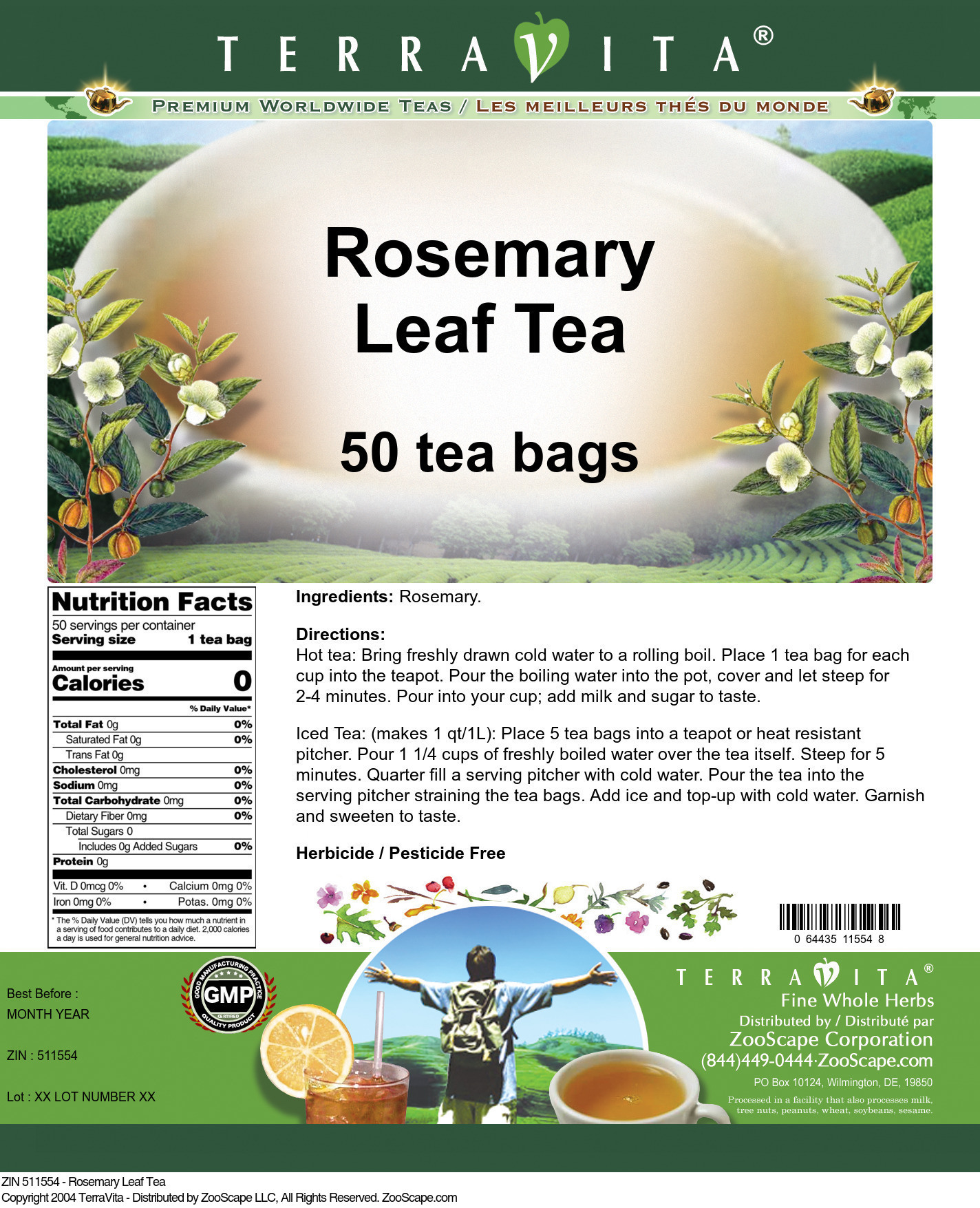 Rosemary Leaf Tea - Label