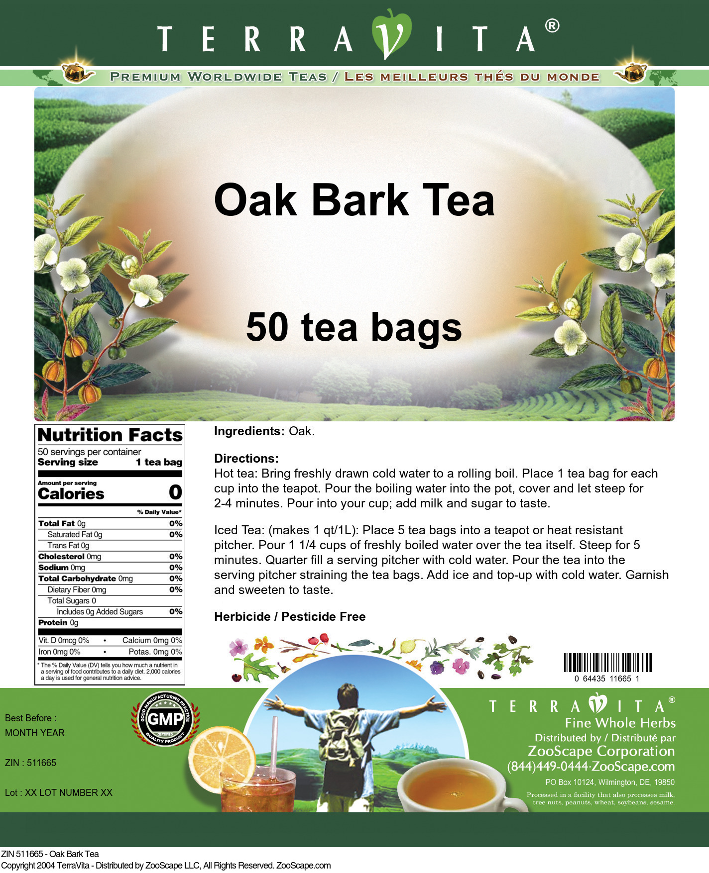 Oak Bark Tea - Label