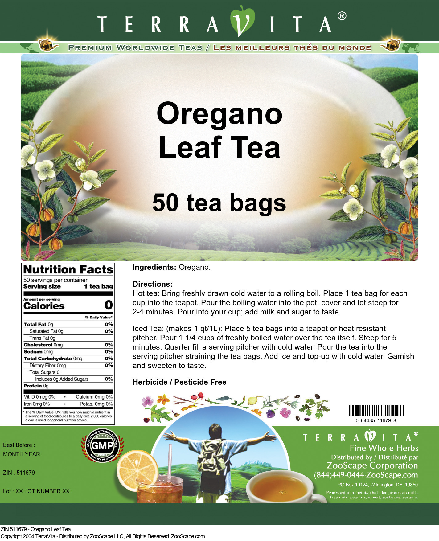 Oregano Leaf Tea - Label