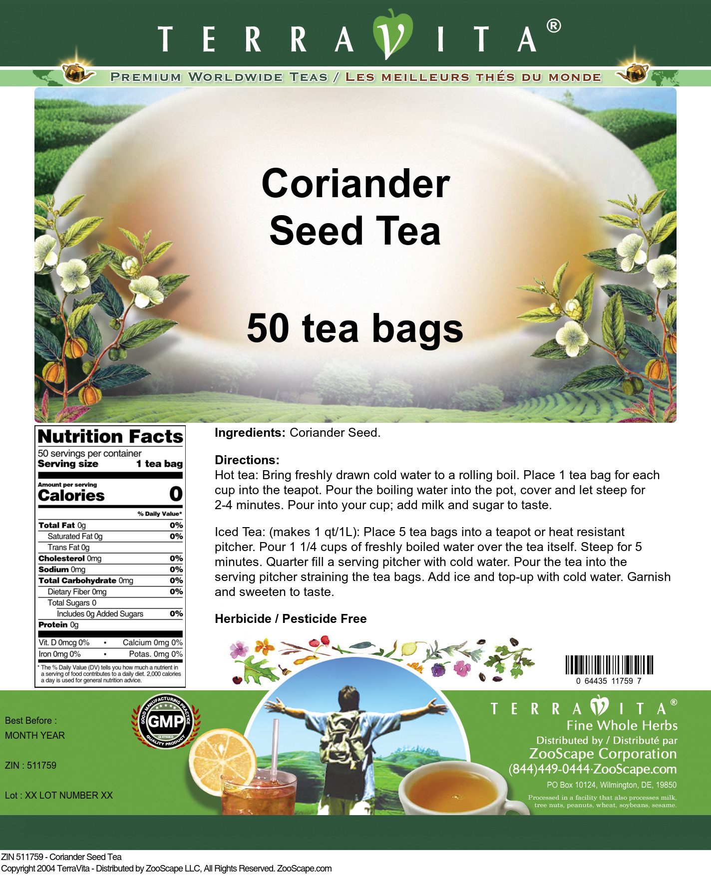 Coriander Seed Tea - Label