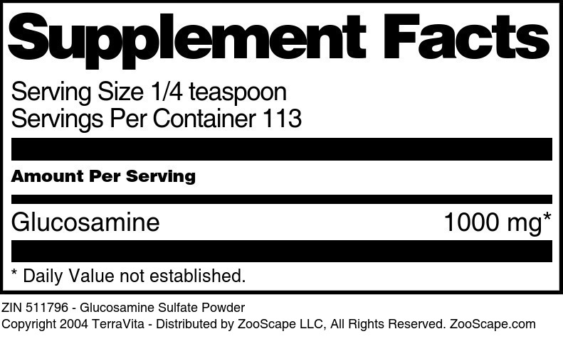 Glucosamine Sulfate Powder - Supplement / Nutrition Facts