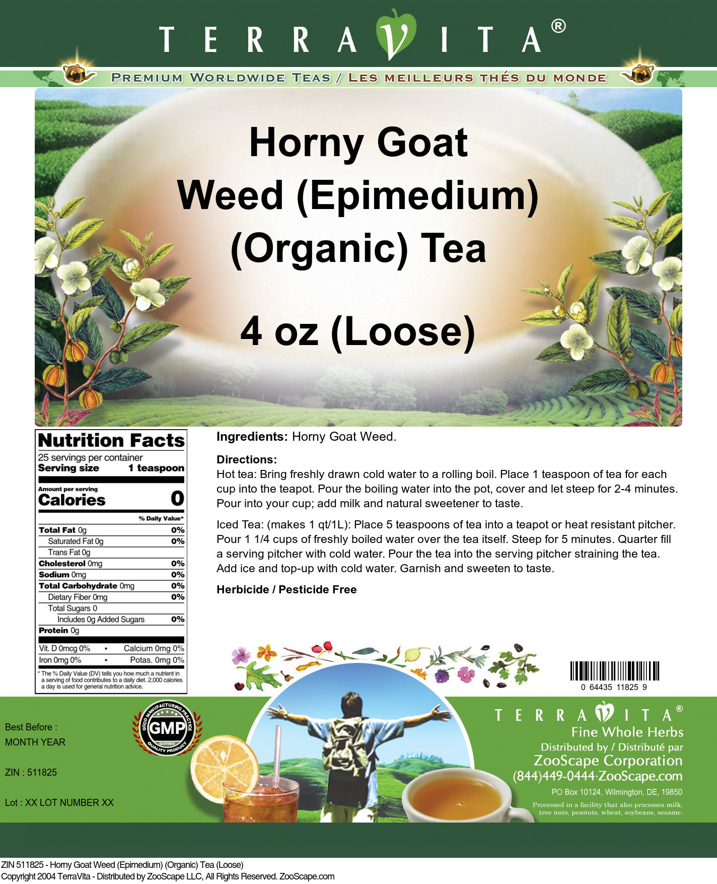 Horny Goat Weed (Epimedium) (Organic) Tea (Loose) - Label