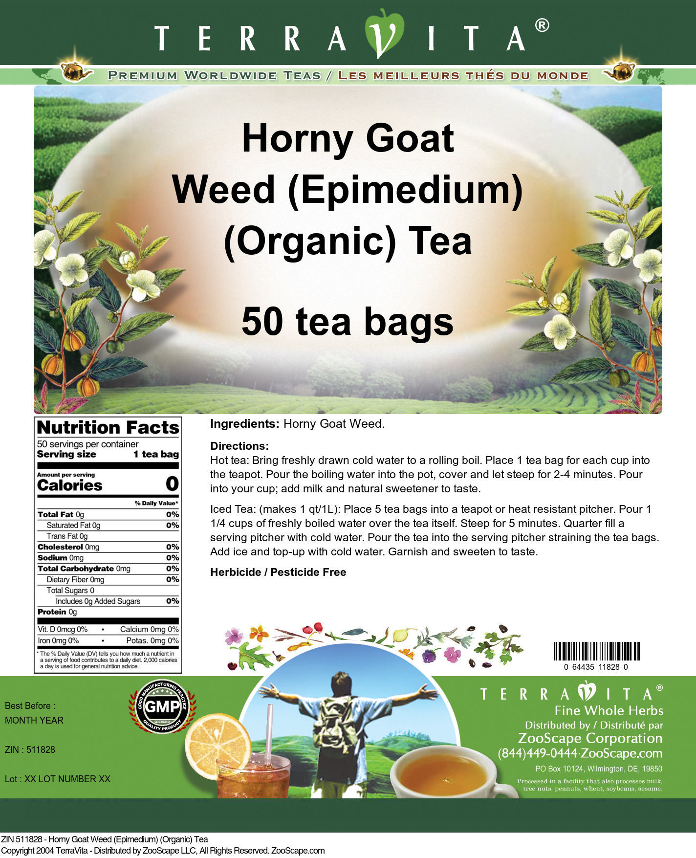 Horny Goat Weed (Epimedium) (Organic) Tea - Label