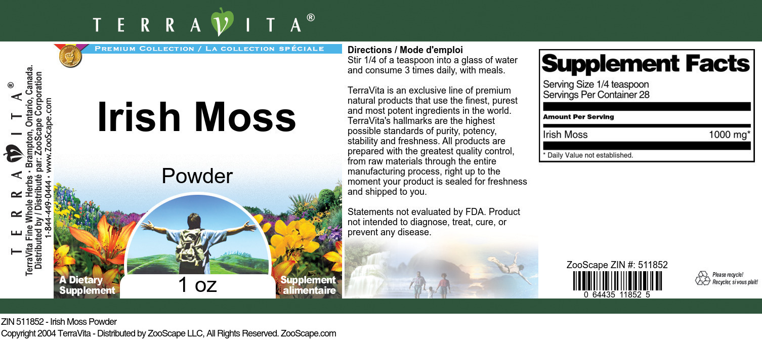 Irish Moss Powder - Label