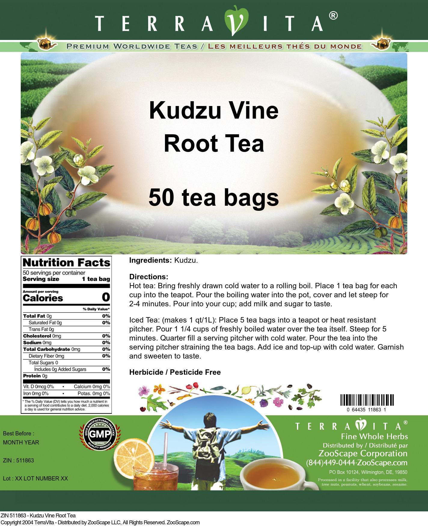 Kudzu Vine Root Tea - Label