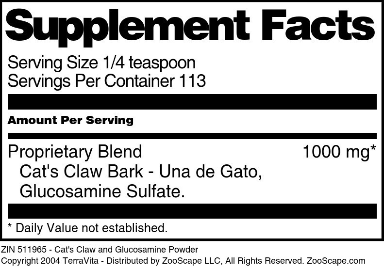 Cat's Claw and Glucosamine Powder - Supplement / Nutrition Facts