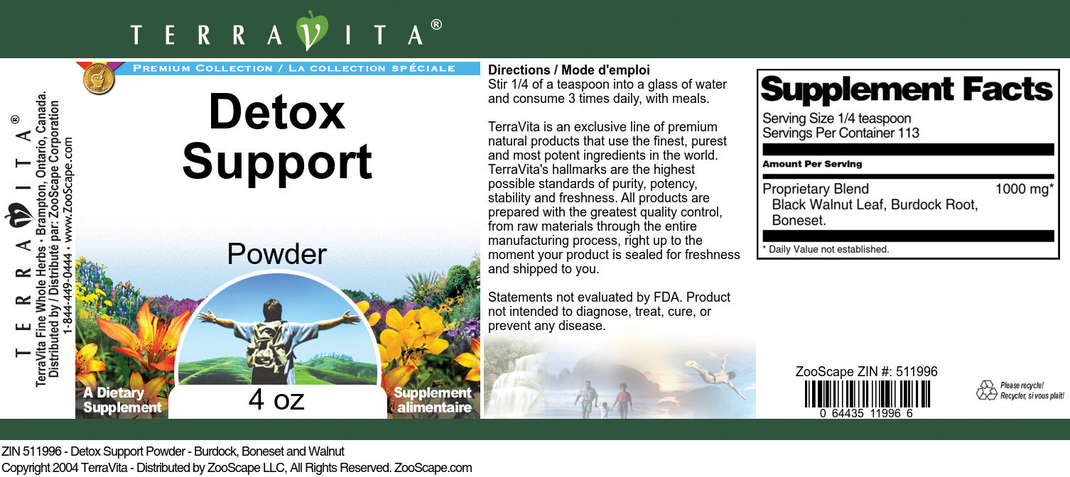 Detox Support Powder - Burdock, Boneset and Walnut - Label