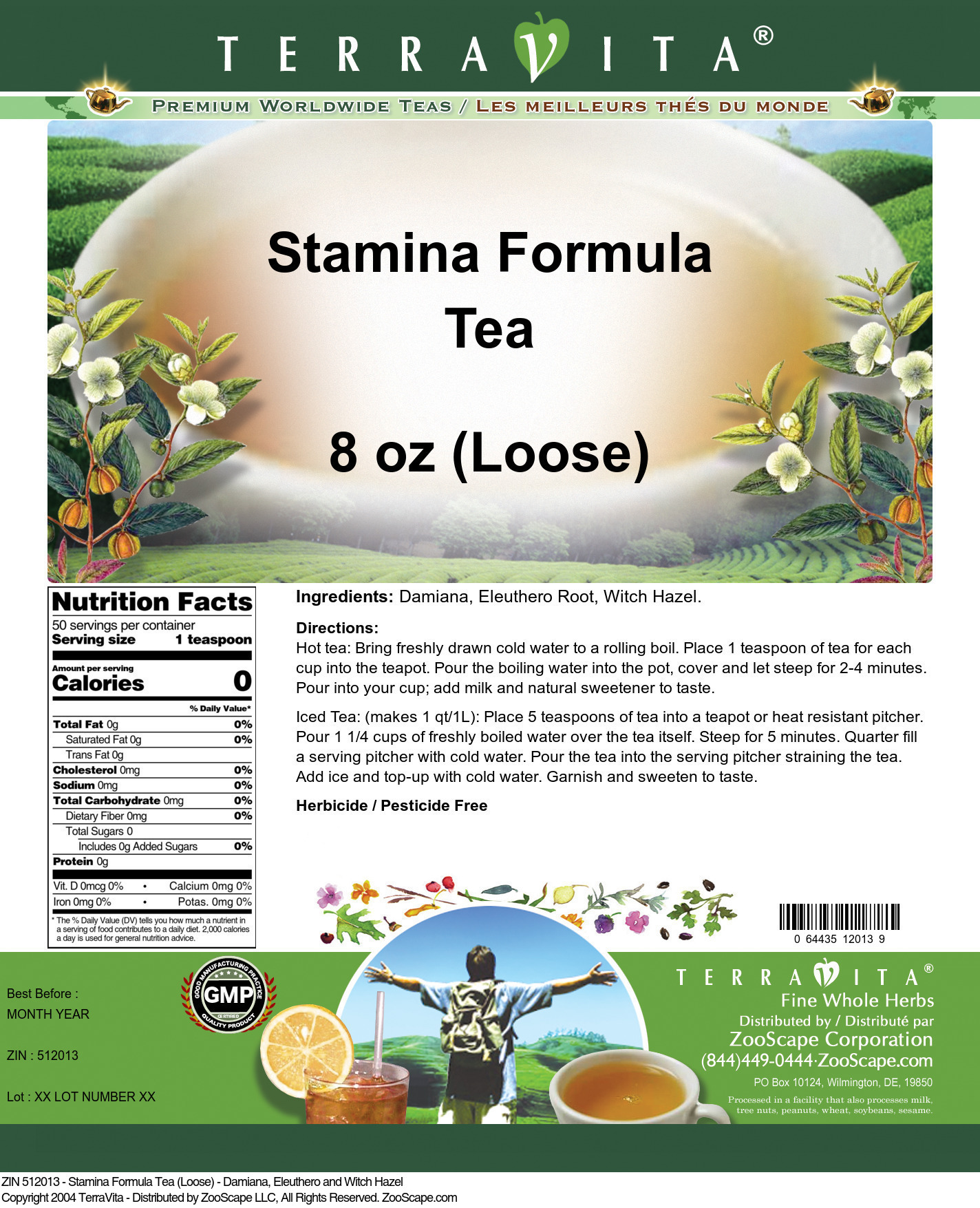 Stamina Formula Tea (Loose) - Damiana, Eleuthero and Witch Hazel - Label