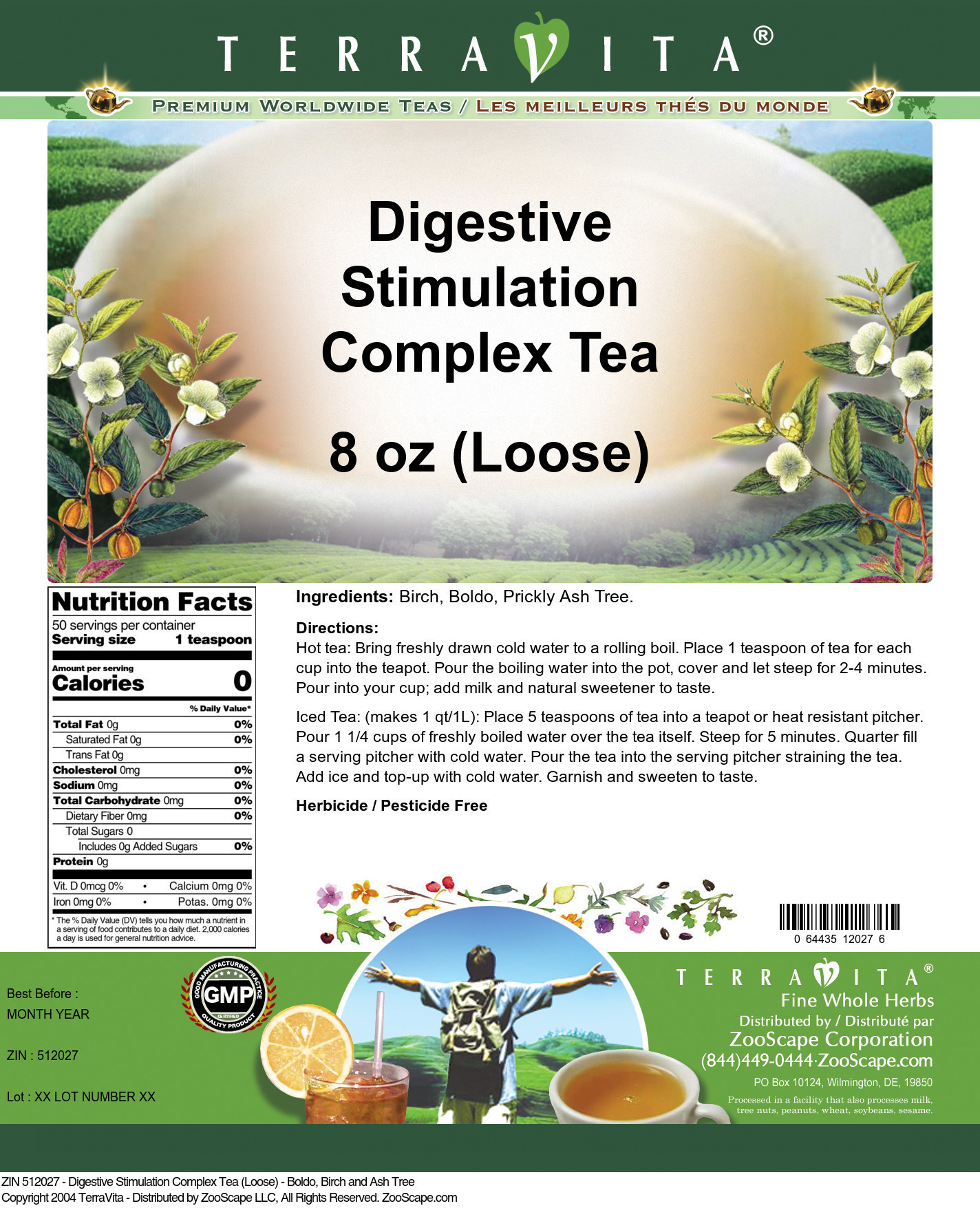 Digestive Stimulation Complex Tea (Loose) - Boldo, Birch and Ash Tree - Label