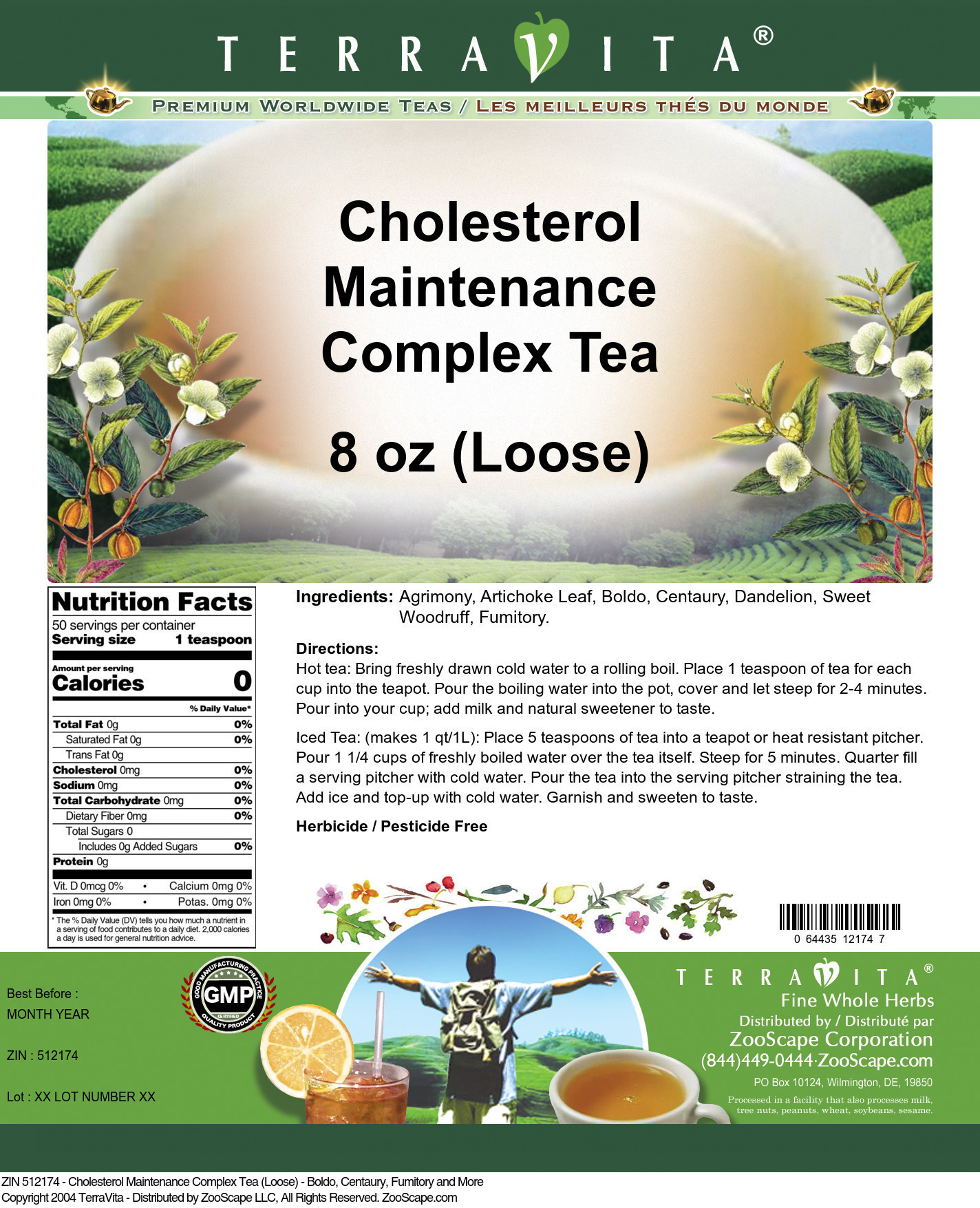 Cholesterol Maintenance Complex Tea (Loose) - Boldo, Centaury, Fumitory and More - Label