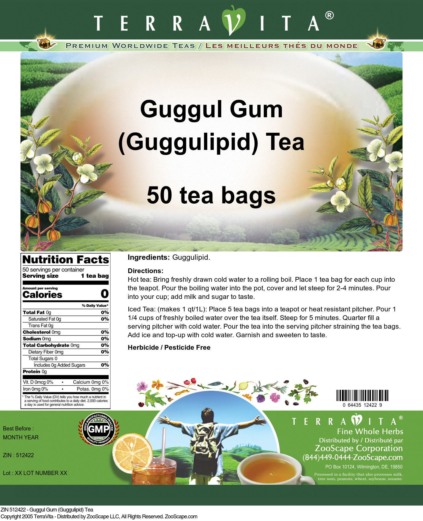 Guggul Gum (Guggulipid) Tea - Label