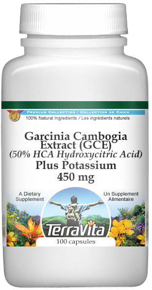 Garcinia Cambogia Extract (GCE) (50% HCA Hydroxycitric Acid) Plus Potassium - 450 mg