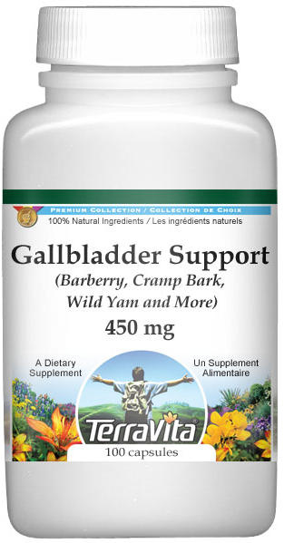Gallbladder Support - Barberry, Cramp Bark, Wild Yam and More - 450 mg