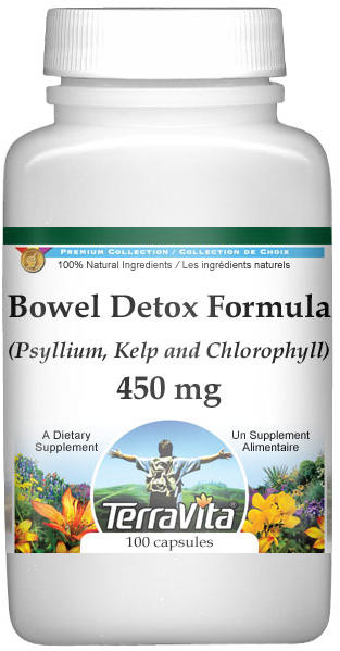 Bowel Detox Formula - Psyllium, Kelp and Chlorophyll - 450 mg