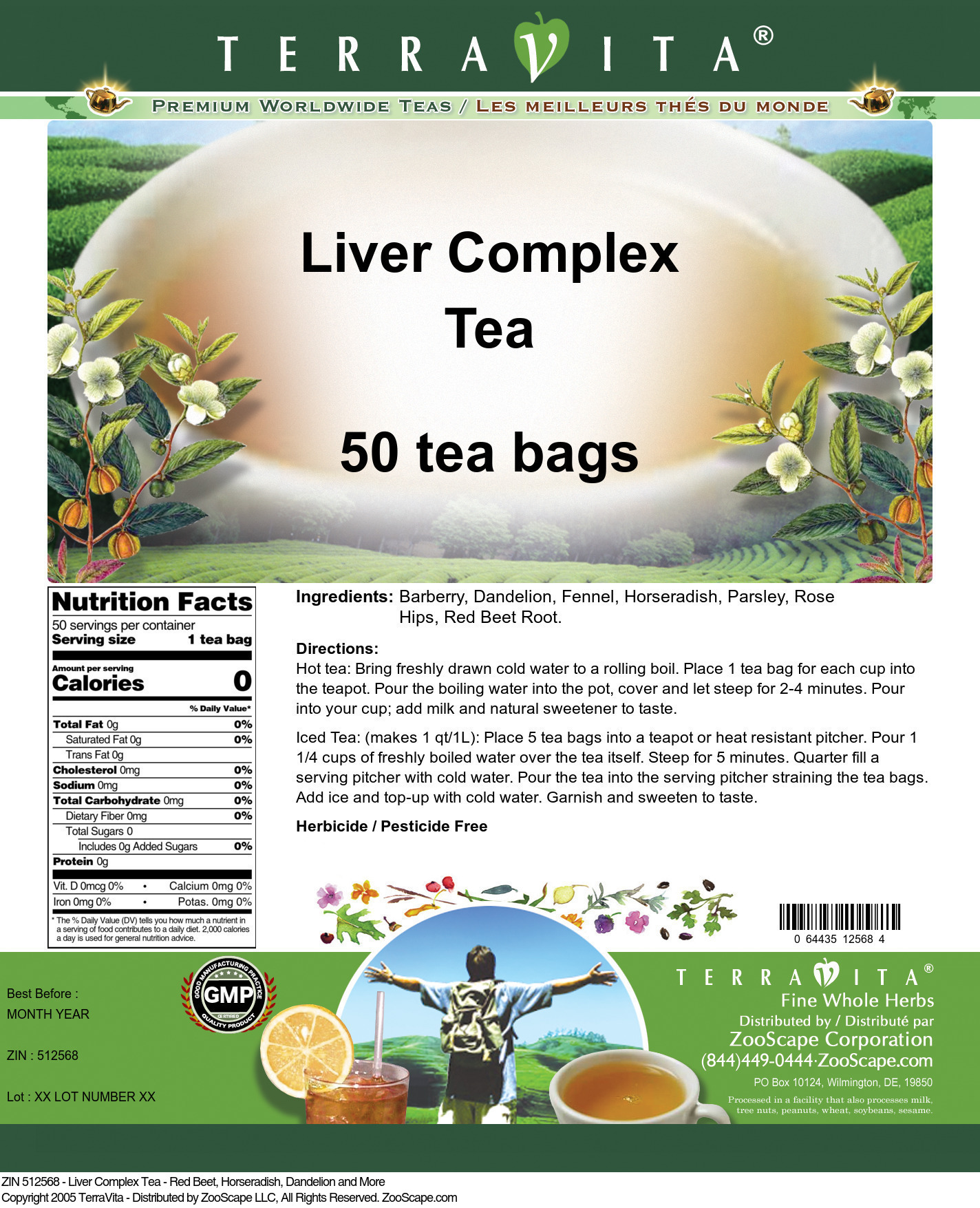 Liver Complex Tea - Red Beet, Horseradish, Dandelion and More - Label