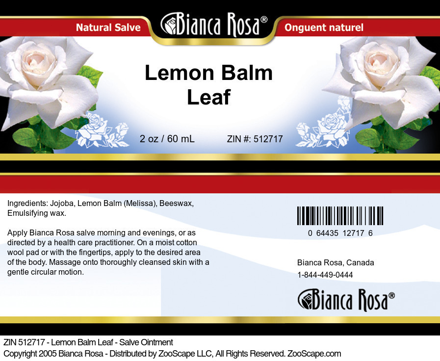 Lemon Balm Leaf - Salve Ointment - Label