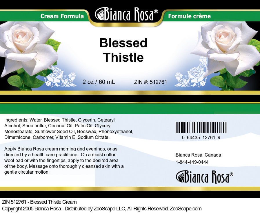 Blessed Thistle Cream - Label