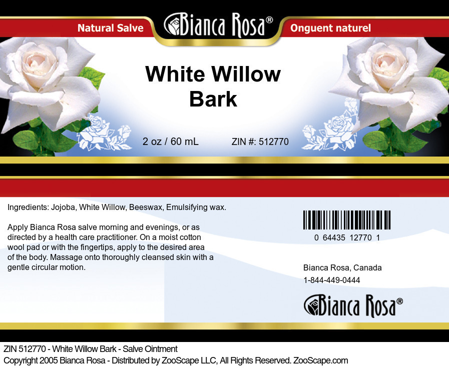 White Willow Bark - Salve Ointment - Label
