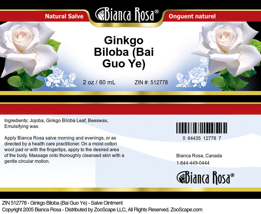 Ginkgo Biloba (Bai Guo Ye) - Salve Ointment - Label