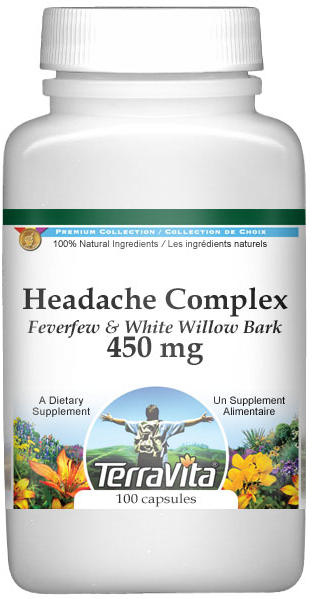 Headache Complex - Feverfew and White Willow Bark - 450 mg